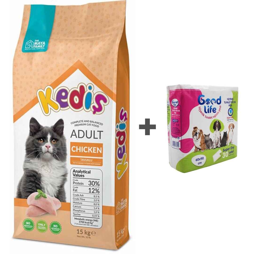 KEDİŞ YETİŞKİN KEDİ MAMASI TAVUKLU 15 KG ÇİŞ PEDİ HEDİYELİ