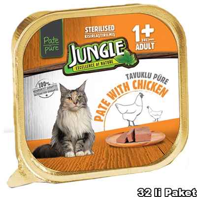 Jungle Kısır Kedi 100g 32'li Tavuklu Ezme/Pate