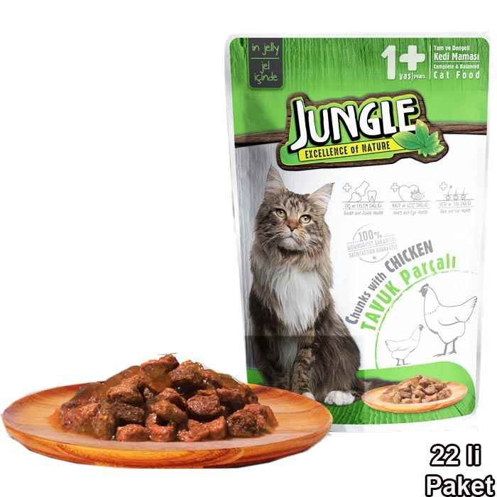 Jungle Pouch Kedi Tavuklu 22 Ad.Jelli Yaş Mama