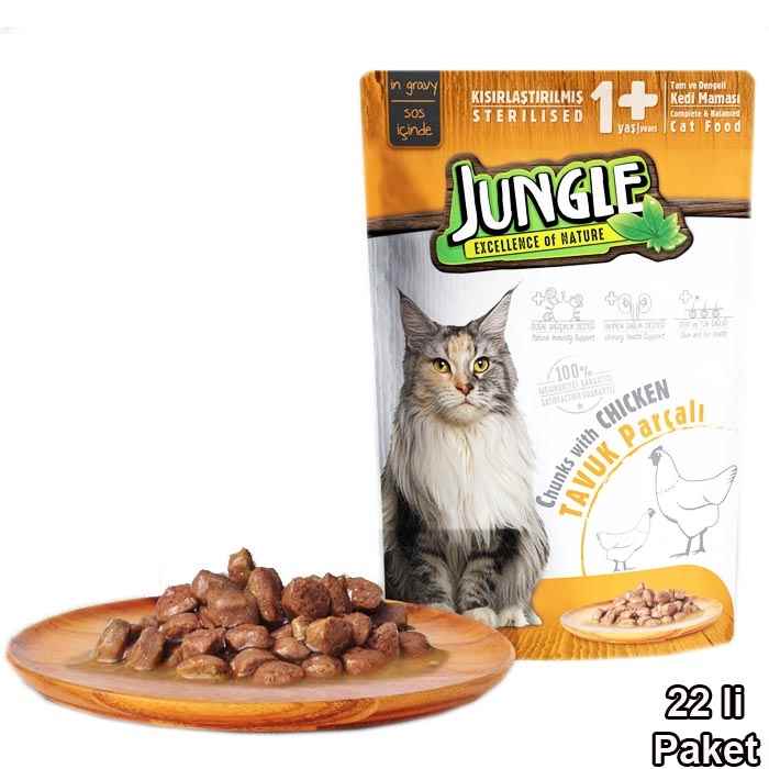 Jungle Pouch Kısır Kedi Tavuklu 22 Ad.Jelli Yaş M.
