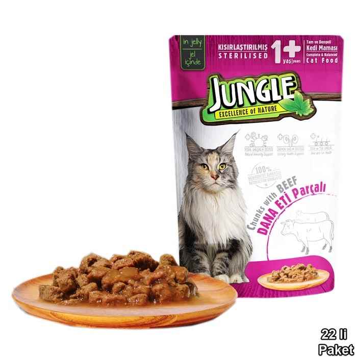 Jungle Pouch Kısır Kedi Biftekli 22 Ad.Jelli Yaş M