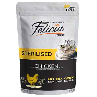 Felicia Tahılsız 85 gr Sterilised Tavuklu Yaş Kedi Maması 12 Adet