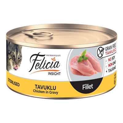 Felicia Tahılsız 85 gr Sterilised-Tavuklu Fileto . Yaş Kedi Maması 24 Adet