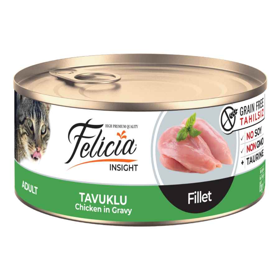 Felicia Tahılsız 85 gr Tavuklu Fileto Yaş .  Kedi Maması 24 Adet