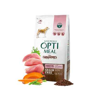 Optimeal Süper Premium Hindili-Sebzeli Tüm Irk Yetişkin Tahılsız Köpek Maması 1,5 Kg