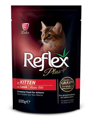Reflex Plus Kuzulu  Pouch Yavru Kedi Konserve Sos İçinde Et Parçacıklı 100 Gr