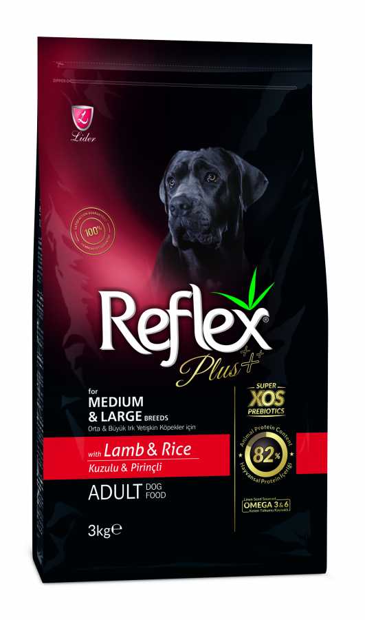 Reflex Plus 3 Kg Kuzu Etli Pirinçli Orta Büyük Irk Yetişkin Köpek Maması