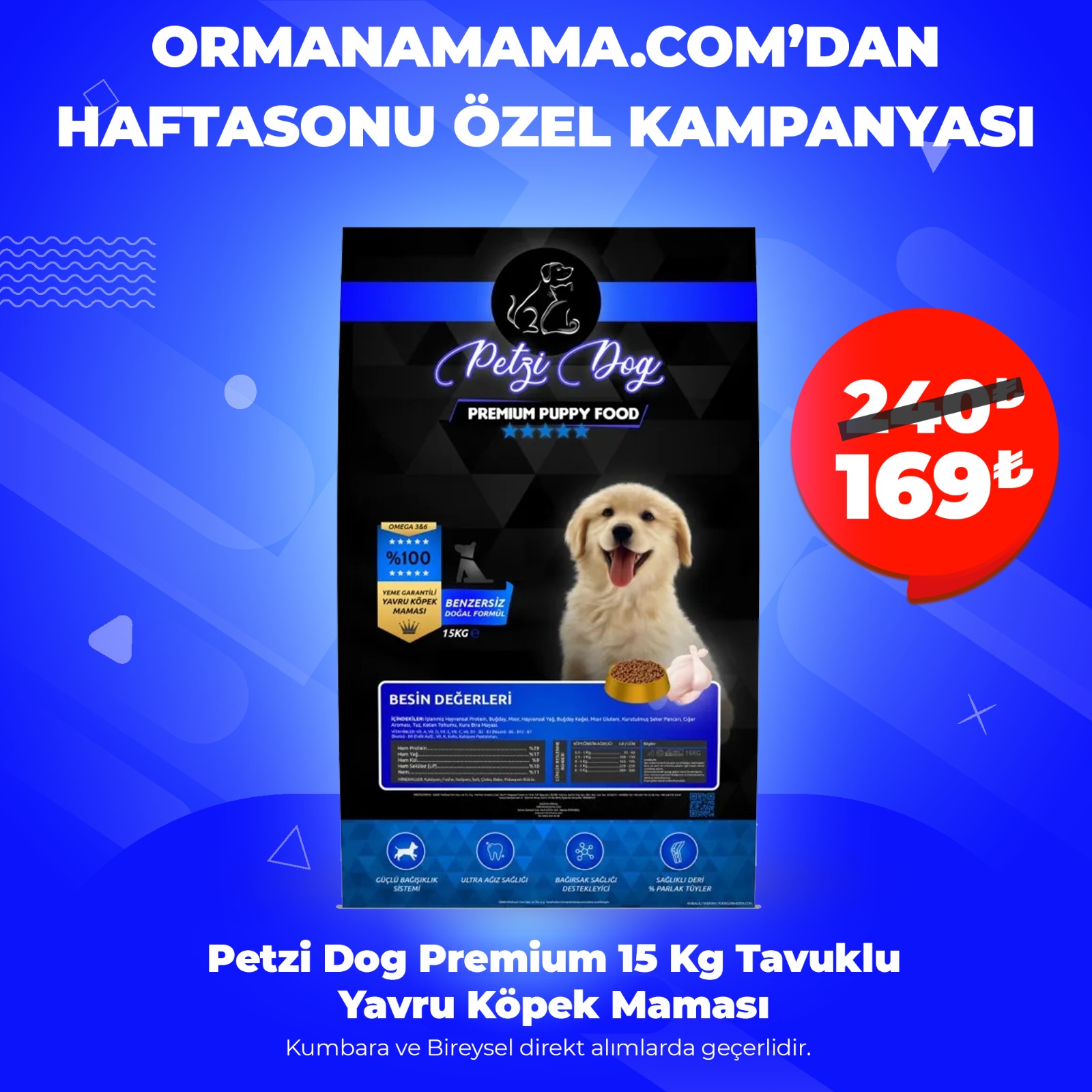 Petzi Dog Premium Puppy Tavuklu 15 Kg Yavru Köpek Maması