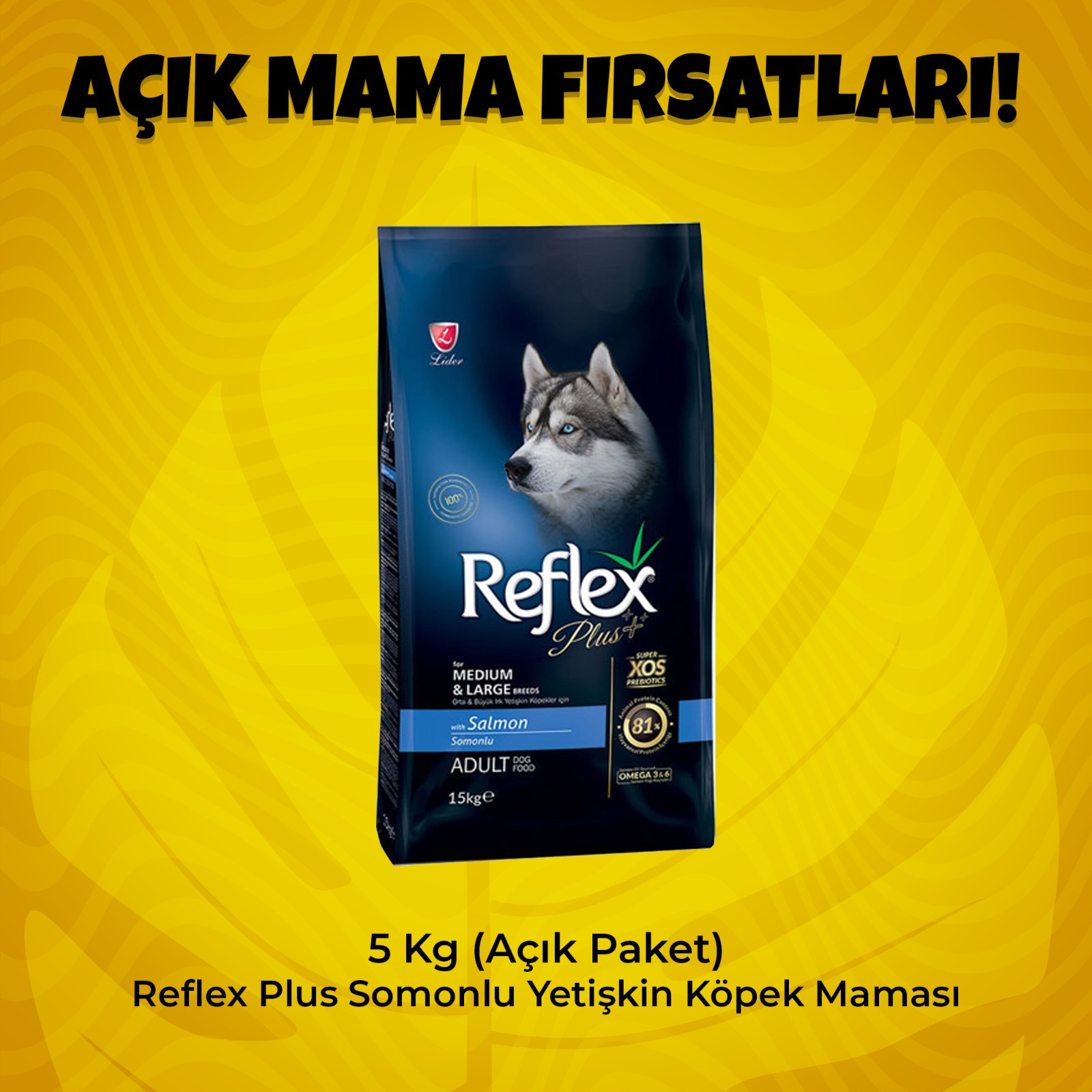 5 Kg (Açık Paket) Reflex Plus Somonlu Yetişkin Köpek Maması