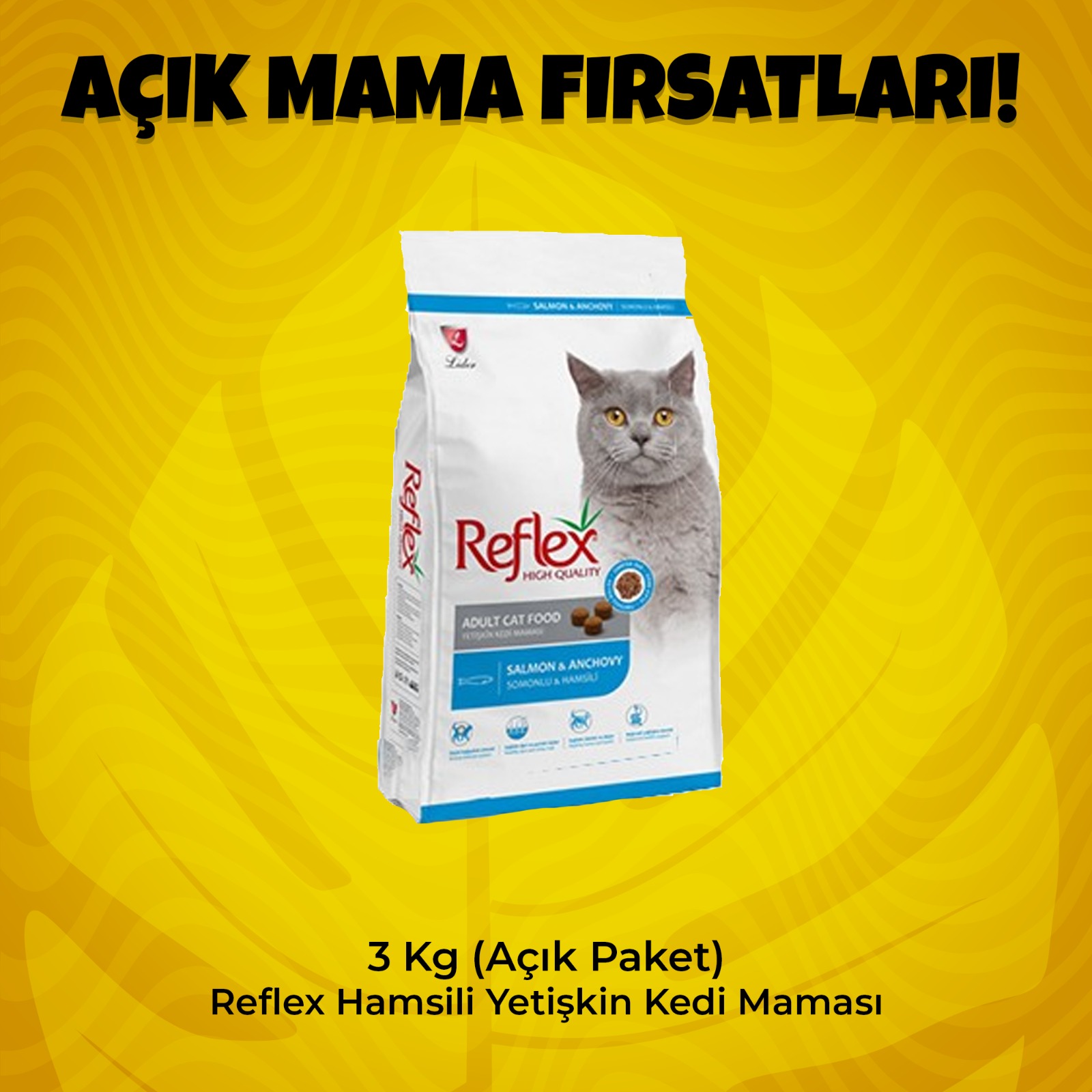 3 Kg (Açık Paket) Reflex Hamsili Yetişkin Kedi Maması
