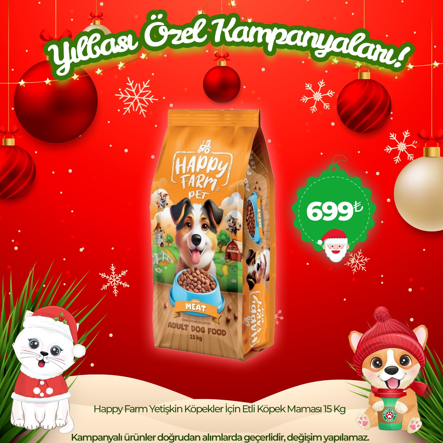 Happy Farm Yetişkin Köpekler İçin Etli Köpek Maması 15 Kg