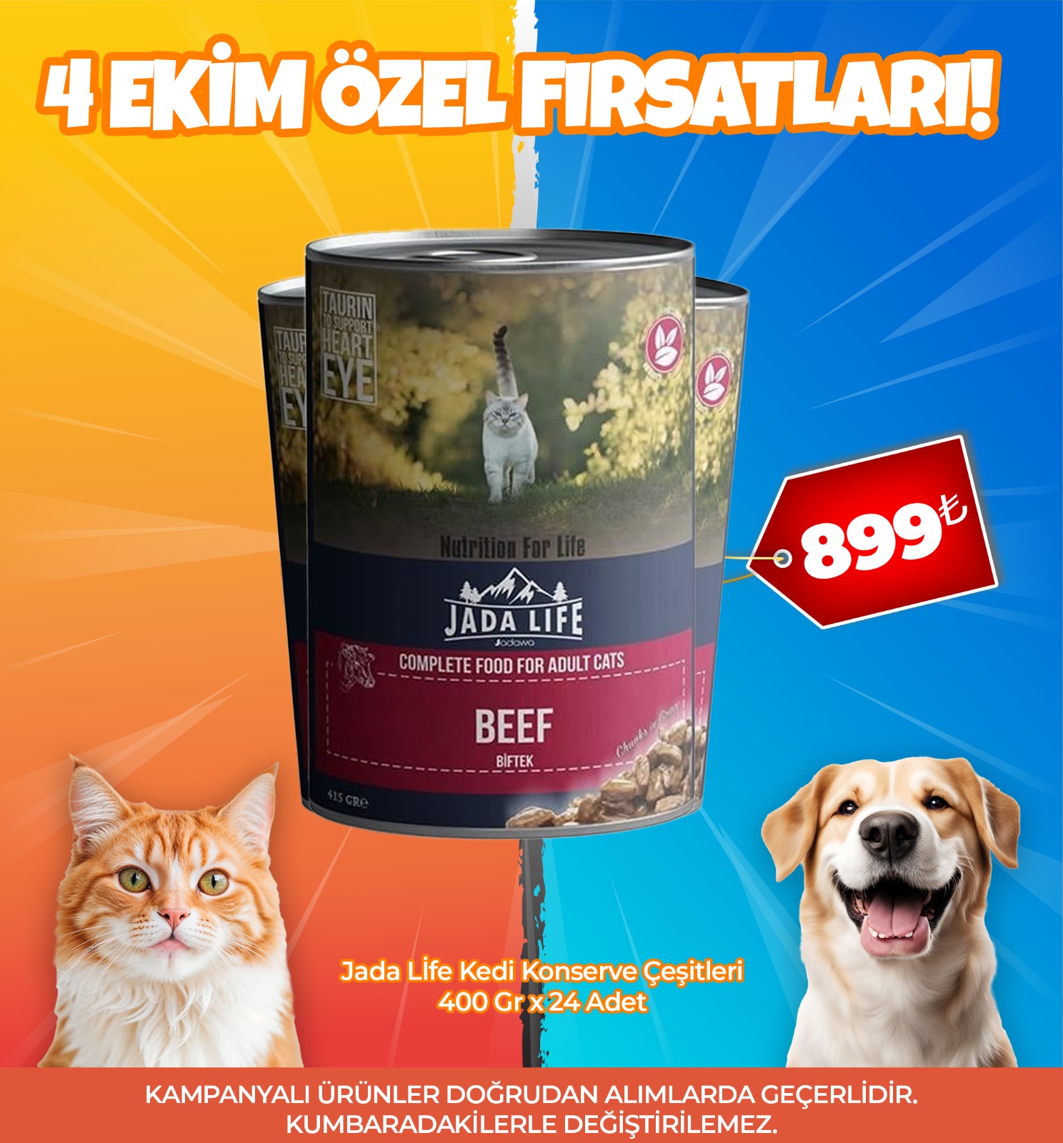 Jada Life Kedi Konserve Çeşitleri 400 Gr x 24 Adet (4 Ekim Özel)