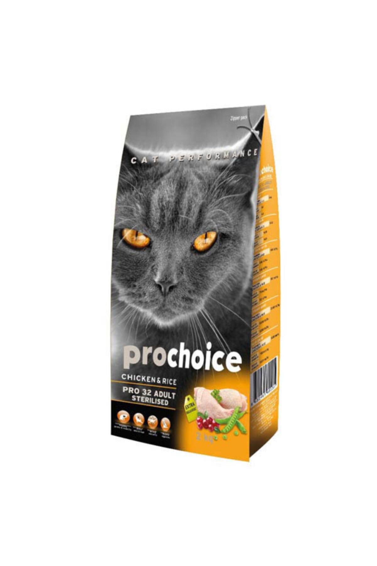 ProChoice Pro 32 Sterilised Cat Chicken & Rice Tavuklu Pirinçli Kısırlaştırılmış Kedi Maması 2 Kg