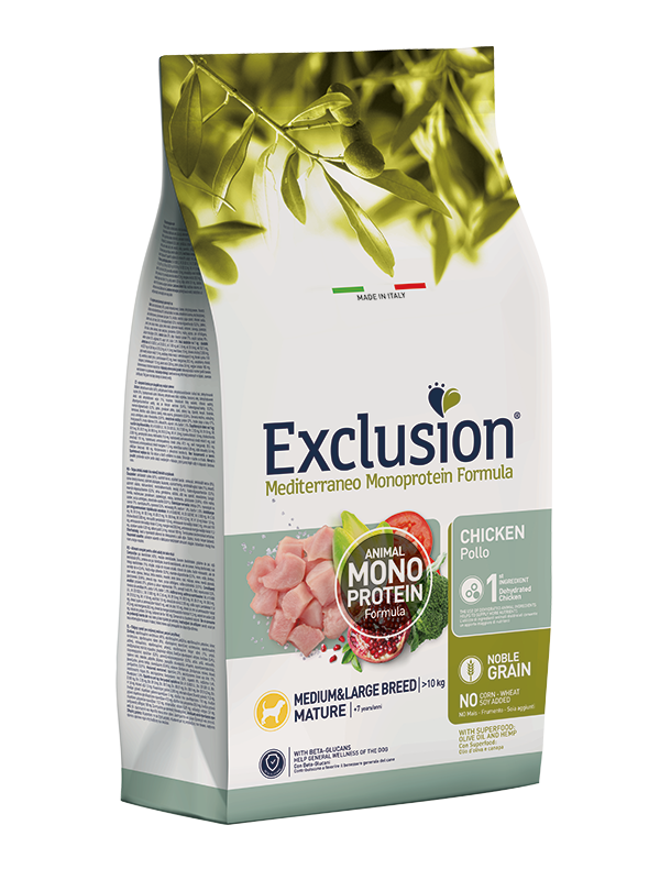 Exclusion Monoprotein Düşük Tahıllı Tavuklu Medium Large Yaşlı Köpek Maması 12 Kg