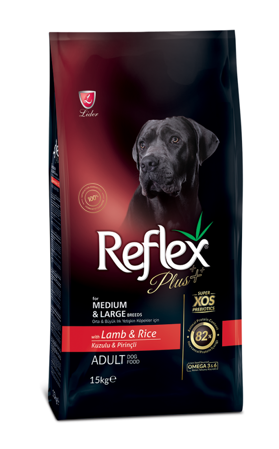 Reflex Plus 15 Kg Kuzu Etli Pirinçli Orta Büyük Irk Yetişkin Köpek Maması