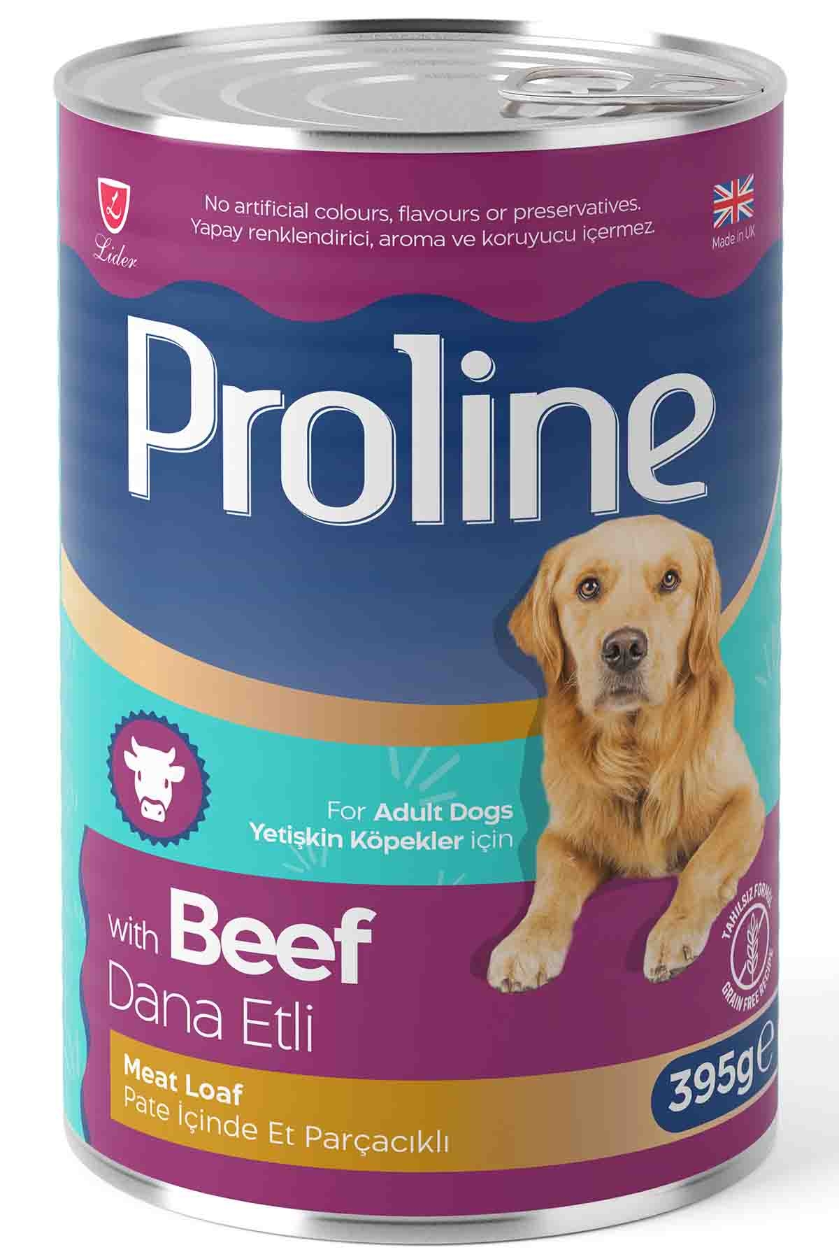 Proline Pate İçinde Et Parçacıklı Yetişkin Köpek Konserve Çeşitleri 395 Gr x 24 Adet
