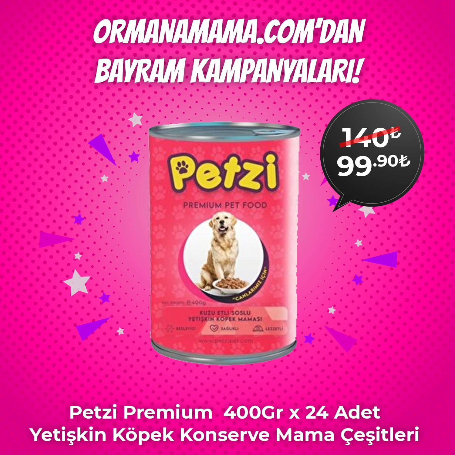 Petzi Premium  400Gr x 24 Adet Yetişkin Köpek Konserve Mama Çeşitleri