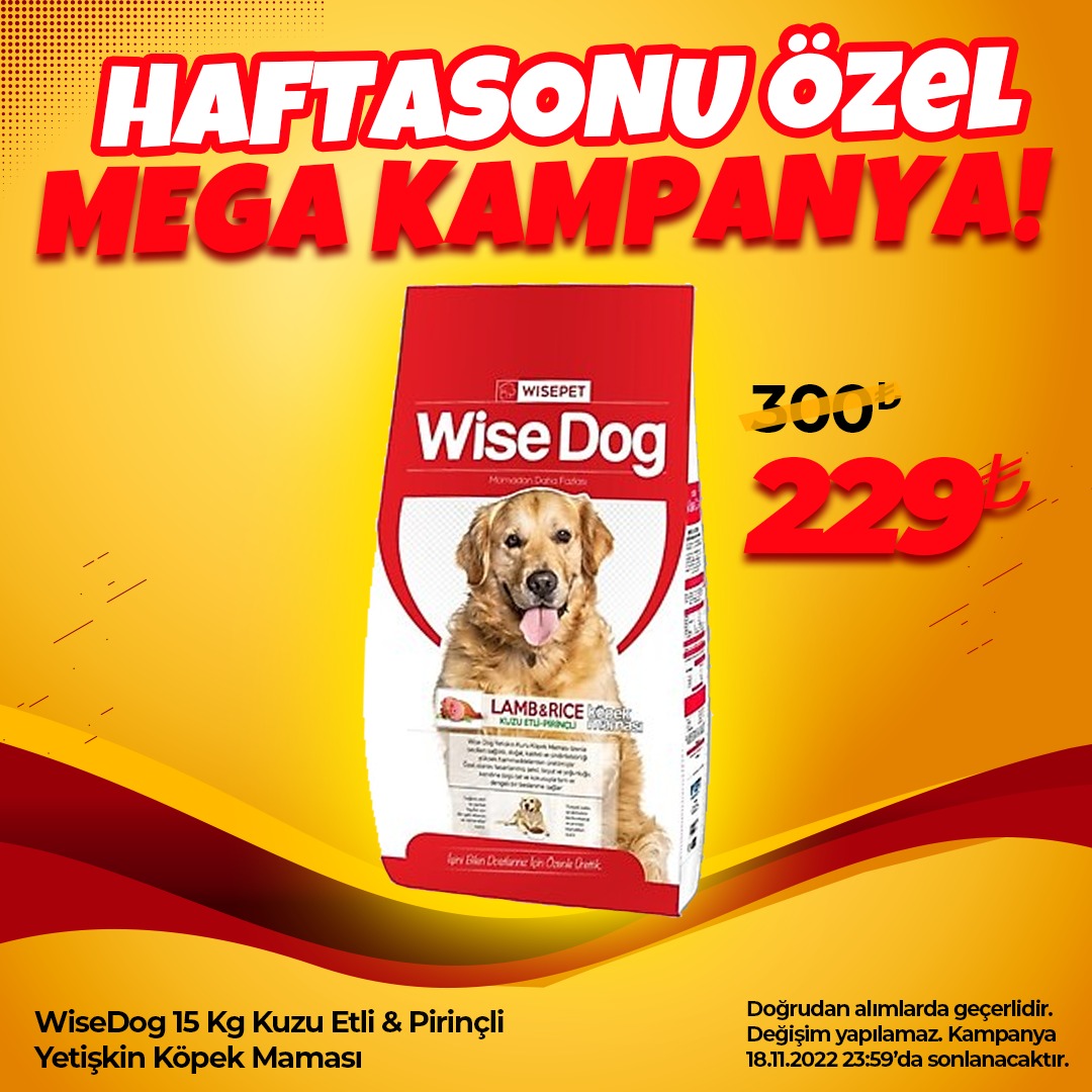 Wise Dog 15 Kg Kuzu Etli Pirinçli Yetişkin Köpek Maması