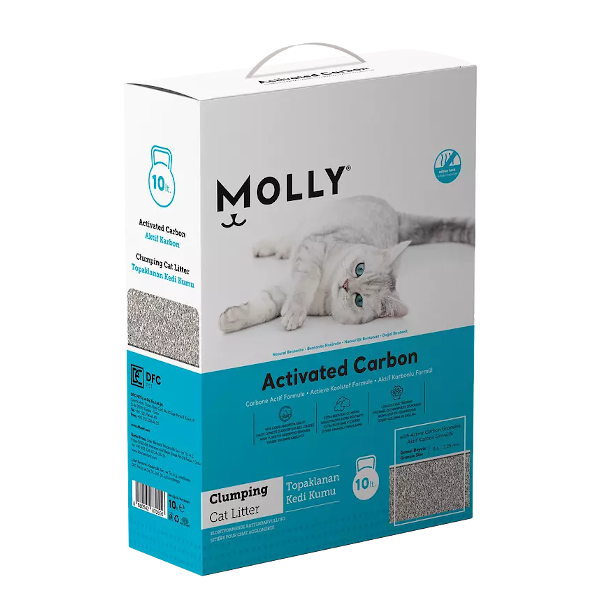 Molly Aktif Karbonlu Topaklanan Kedi Kumu 10 lt x 2 Adet