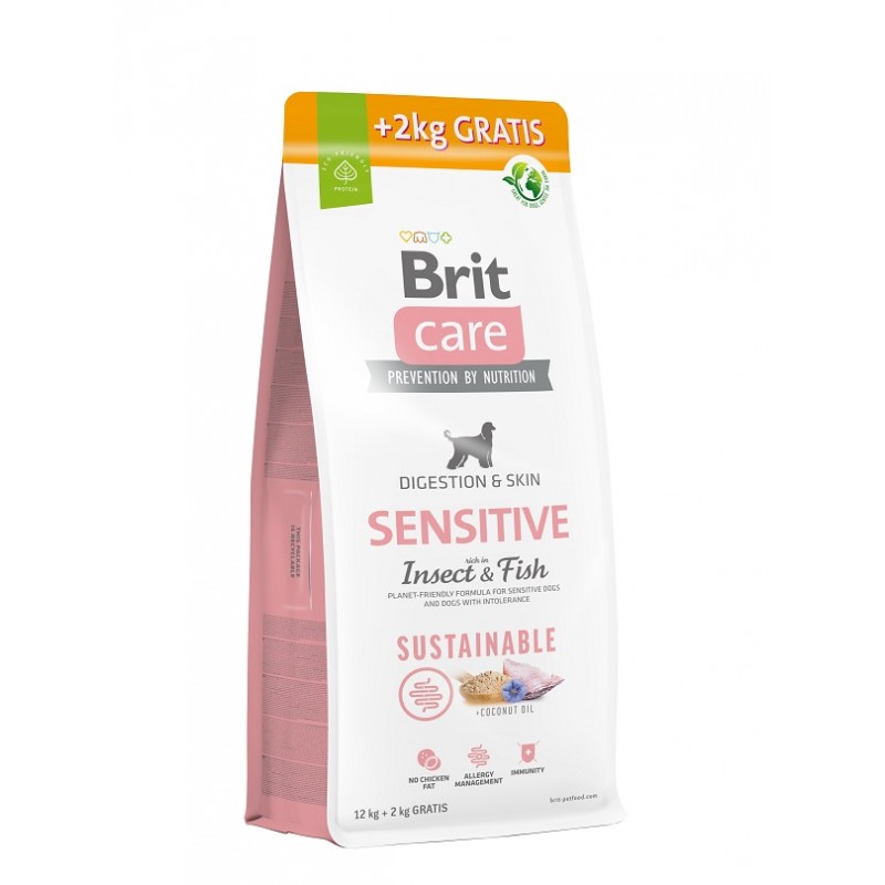 Brit Care Sensitive Digeston - Skin Balıklı Larva Proteinli Yetişkin Köpek Maması 12kg + 2kg HEDİYE!