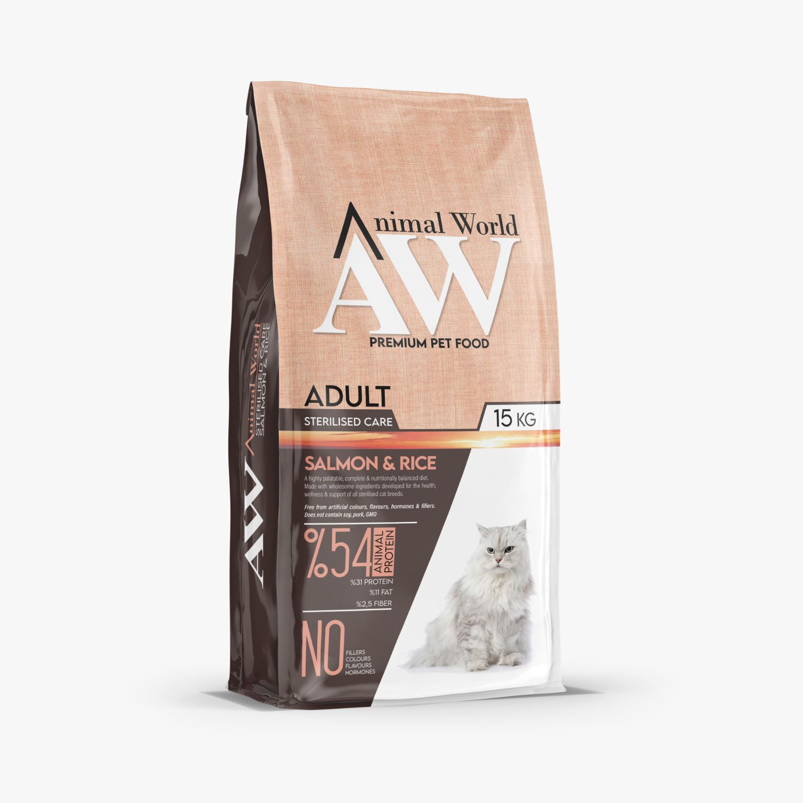 Animal World Somonlu Kısırlaştırılmış Kedi Maması 15 Kg