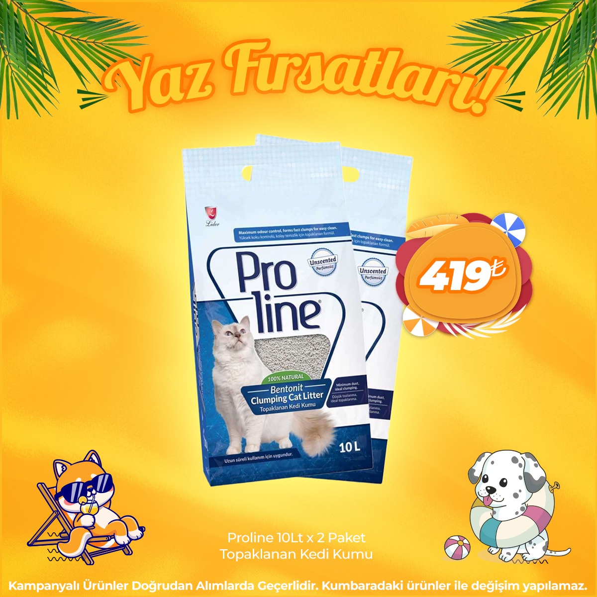 Proline Bentonit Kedi Kum 10 LT  x 2 Adet