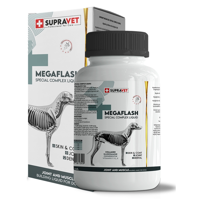 Supravet Köpekler için Eklem ve Kas Geliştirici Likit MEGAFLASH +XXL 500 ML (Special Complex Liquid)