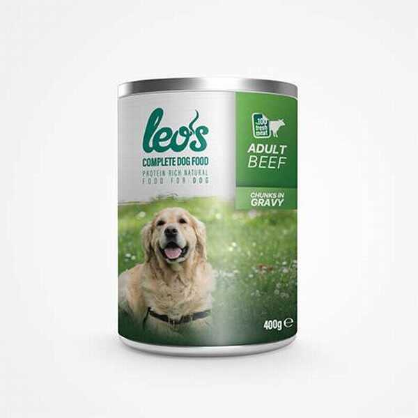 Leos Sığır Parça Etli Soslu Yetişkin Köpek Konservesi 400 Gr x 24 Adet