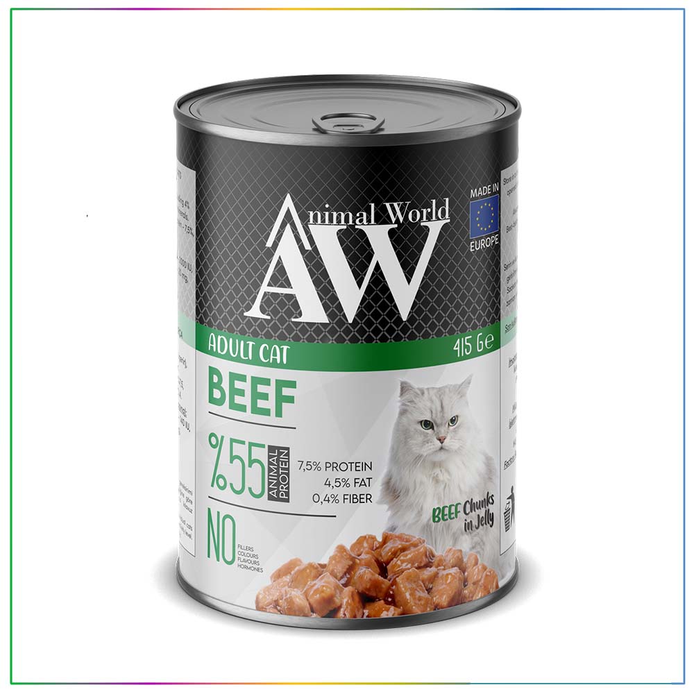 Animal World Jöle İçerisinde Beef Sığır Etli Yetişkin Kedi Konservesi 415 Gr