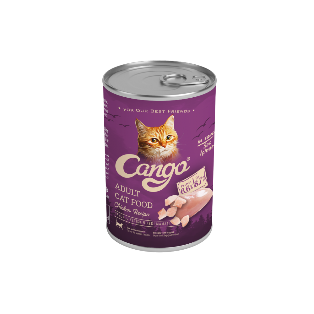 Cango Parça Etli Yetişkin Tavuklu Kedi Konserve 415Gr x 24 Adet