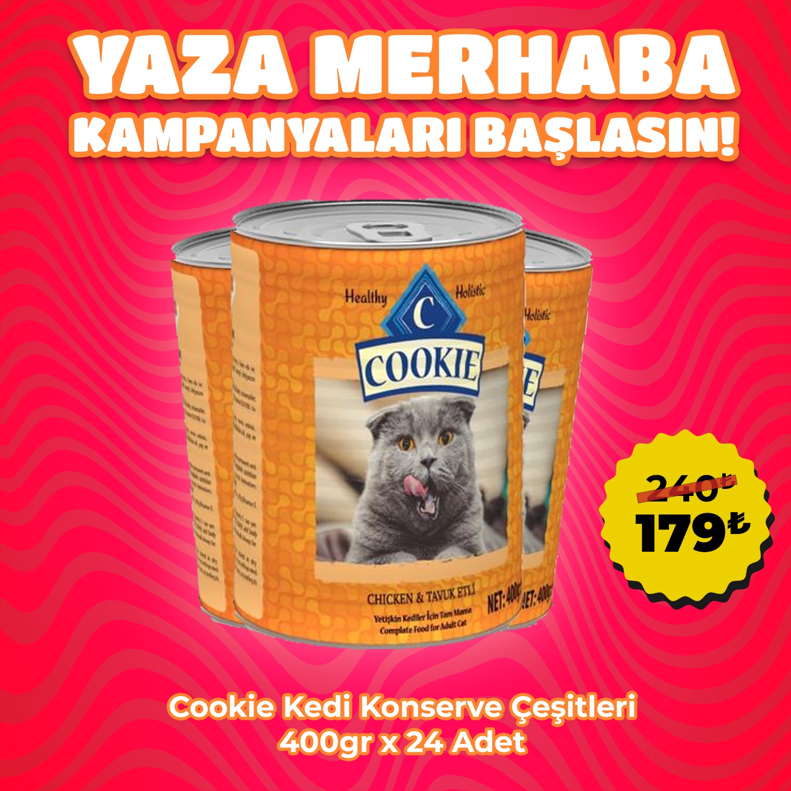 Cookie Kedi Konserve Mama Çeşitleri 400gr x 24 Adet