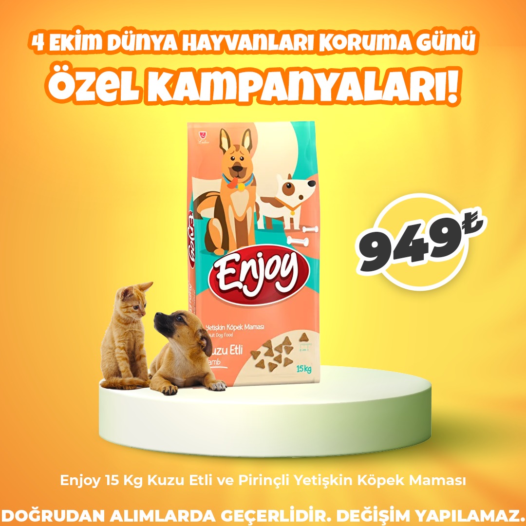 Enjoy 15 Kg Kuzu Etli ve Pirinçli Yetişkin Köpek Maması