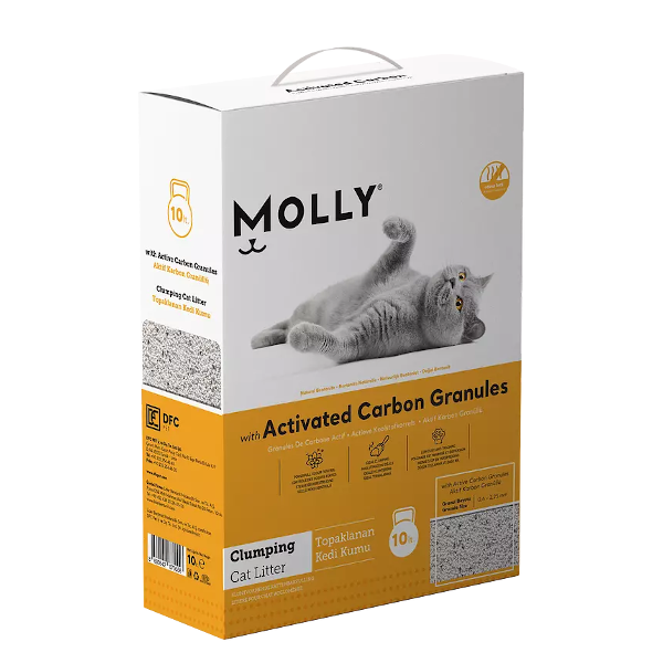 Molly Aktif Karbon Granüllü Topaklanan Kedi Kumu 10 lt x 2 Adet