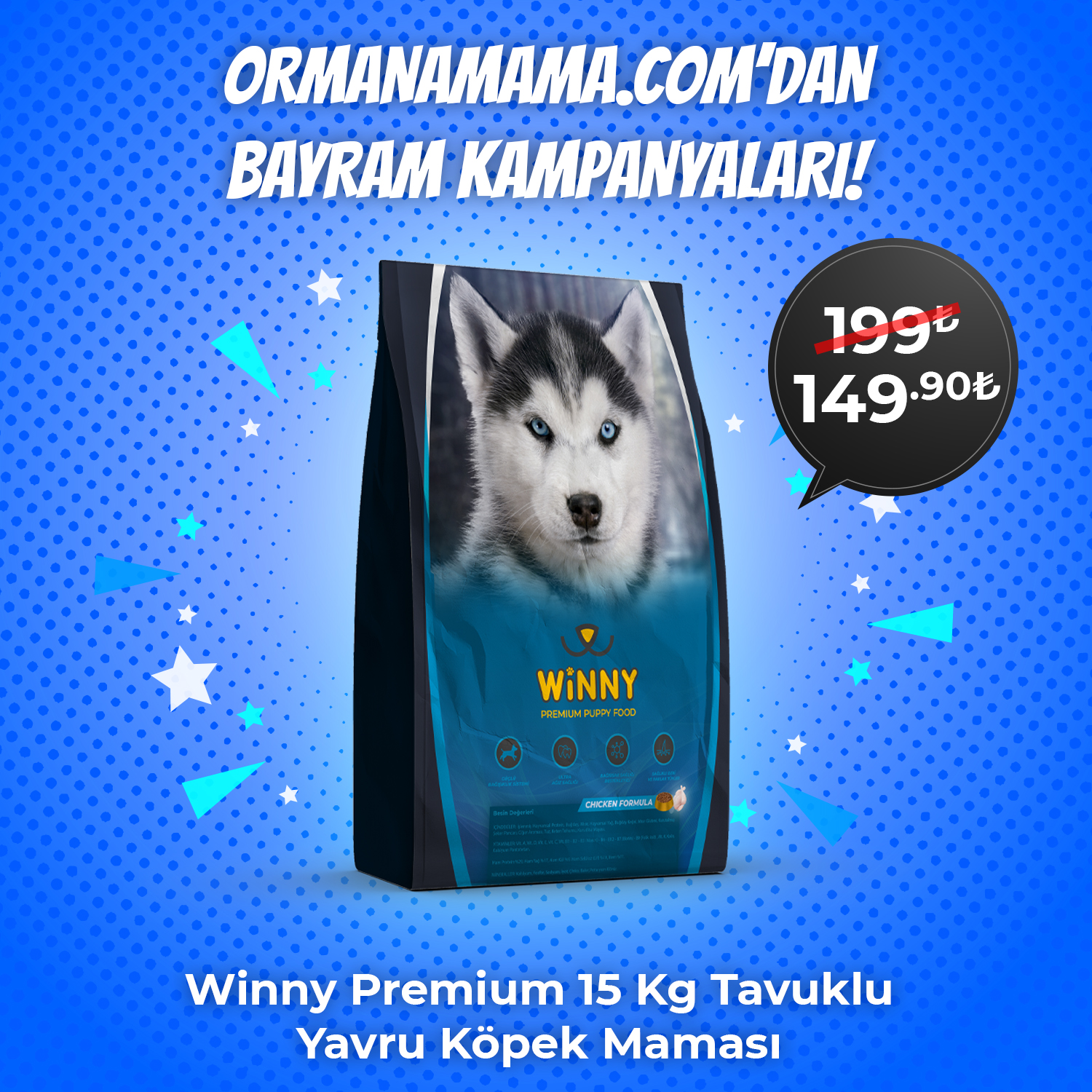 Winny Premium 15 Kg Tavuklu Yavru Köpek Maması