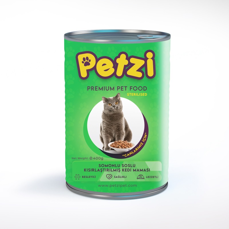 Petzi Cat Premium 400Gr x 24 Adet Somonlu Kısırlaştırılmış Konservesi