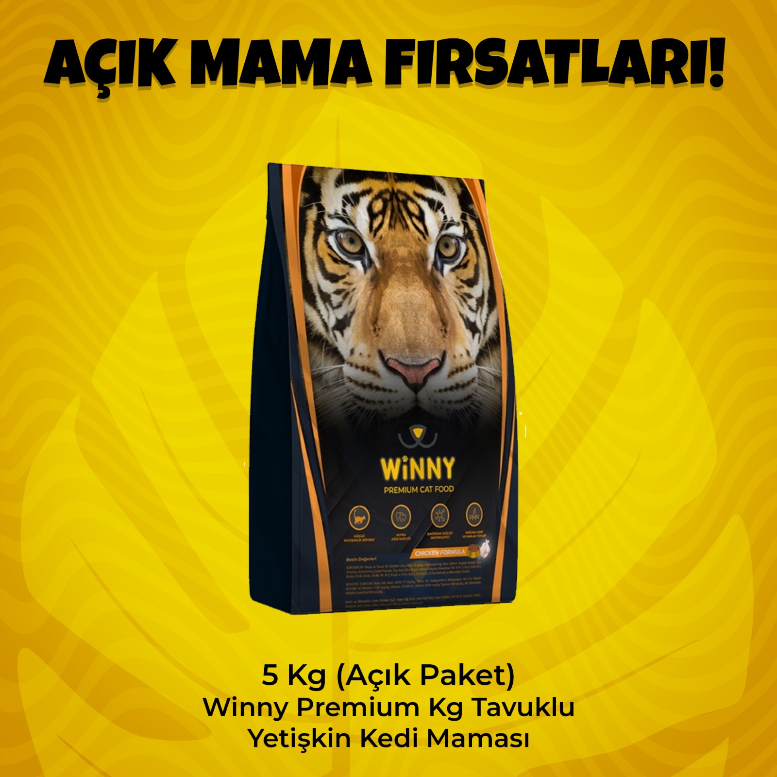 5 Kg (Açık Paket) Winny Premium Kg Tavuklu Yetişkin Kedi Maması