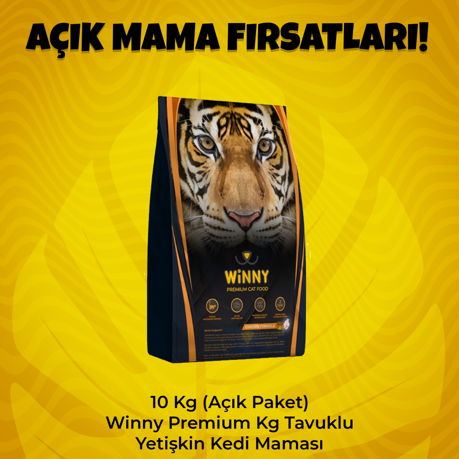 10 Kg (Açık Paket) Winny Premium Kg Tavuklu Yetişkin Kedi Maması