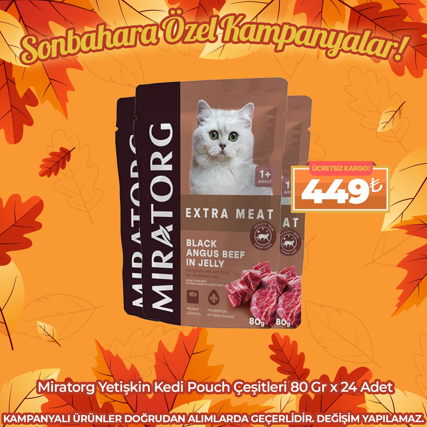 Miratorg Yetişkin Kedi Pouch Çeşitleri 80 Gr x 24 Adet 