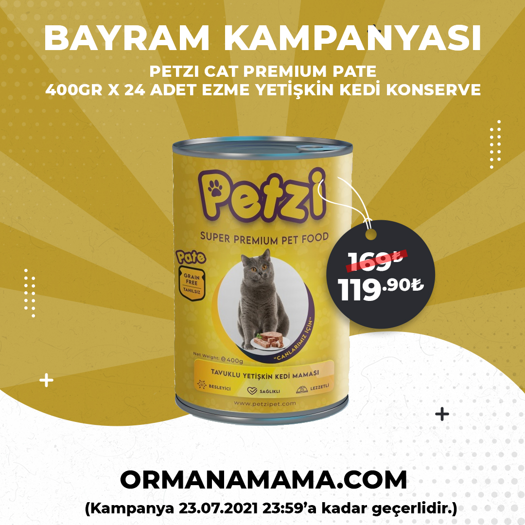 Petzi Cat Premium Pate 400 gr x 24 Adet Ezme Kedi Konserve Mama