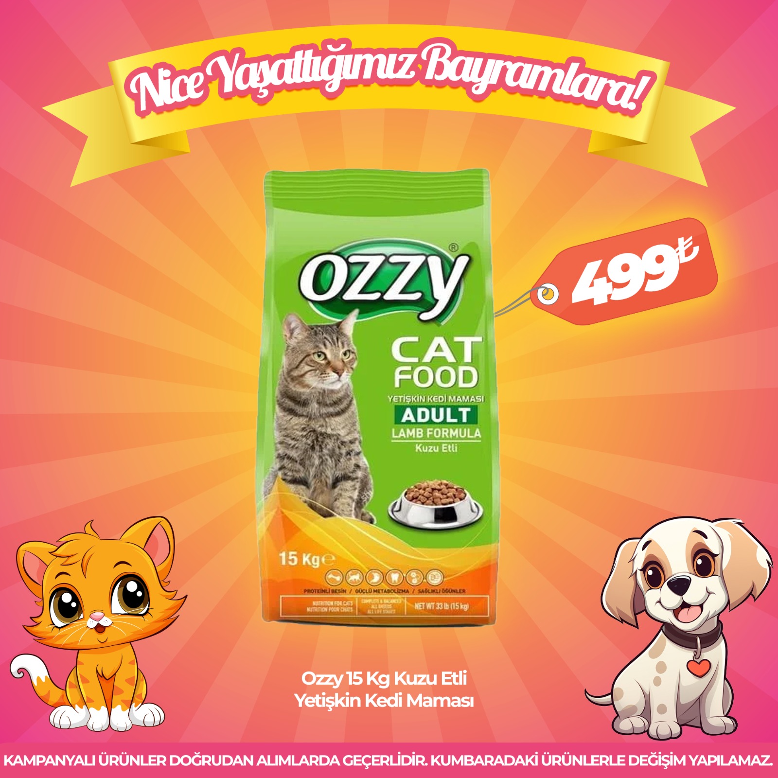 Ozzy 15 Kg Kuzu Etli Yetişkin Kedi Maması