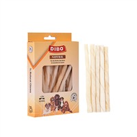 Dibo Sütlü Beyaz Burgu Çubuk Çiğneme Kemiği Köpek Ödülü 100 Gr 12 Cm