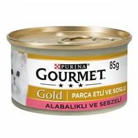 Gourmet Gold Parça Etli Soslu Alabalık Sebzeli Yetişkin Kedi Konservesi 85 Gr