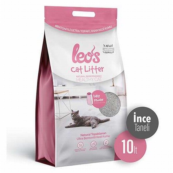 Leos Cat Litter Baby Powder Kokulu İnce Taneli Kedi Kumu 10 Lt