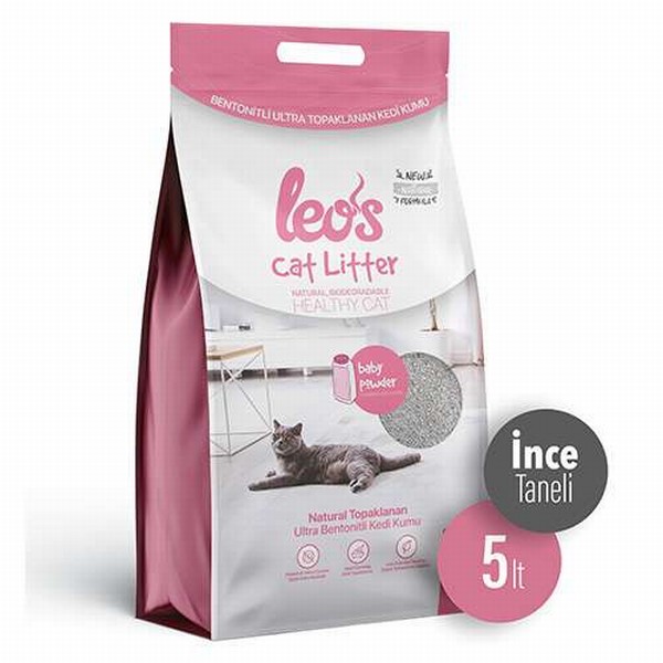 Leos Cat Litter Baby Powder Kokulu İnce Taneli Kedi Kumu 2x5 Lt