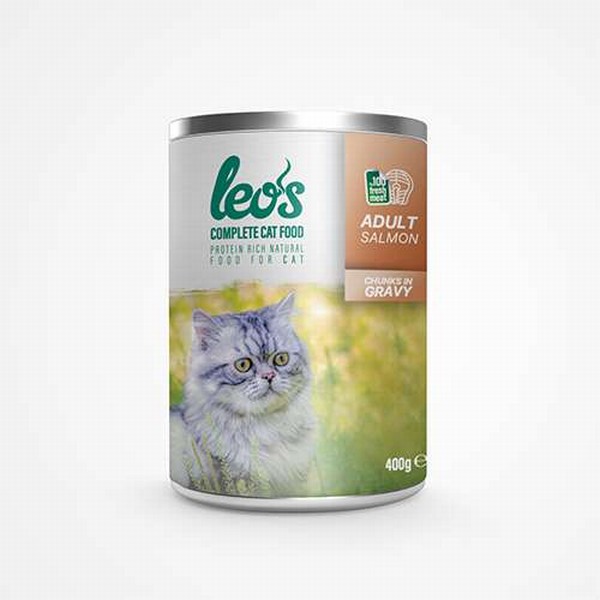 Leos Somon Parça Etli Soslu Yetişkin Kedi Konservesi 24 Adet 400 Gr