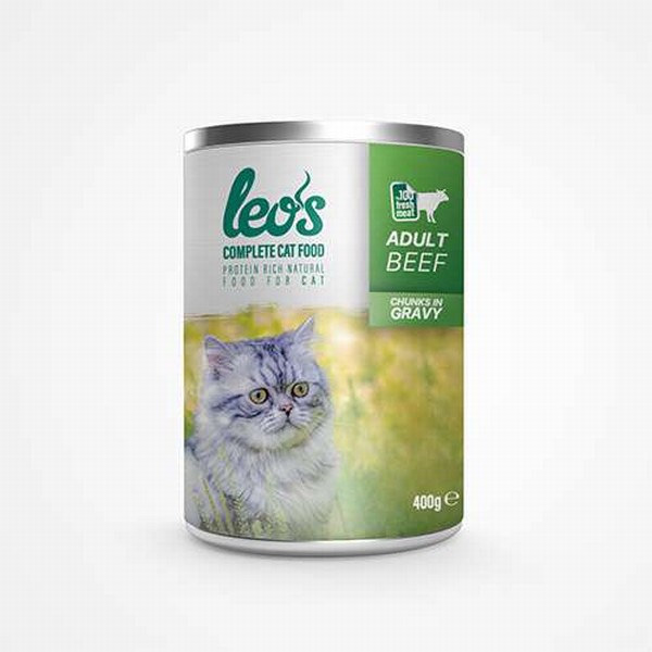 Leos Sığır Parça Etli Soslu Yetişkin Kedi Konservesi 400 Gr