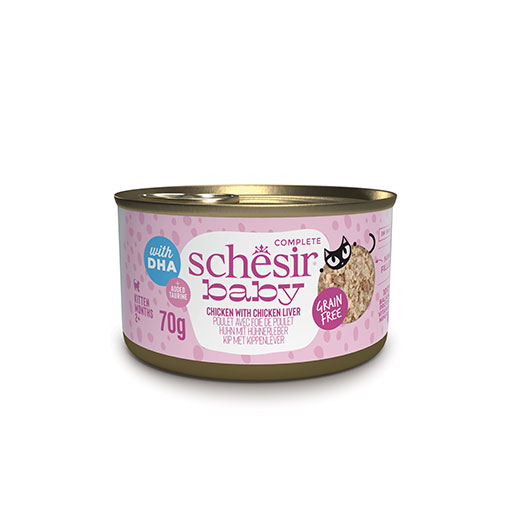 Schesir Babycat Tavuklu ve Ciğerli Tahılsız Yavru Kedi Konservesi 70 Gr