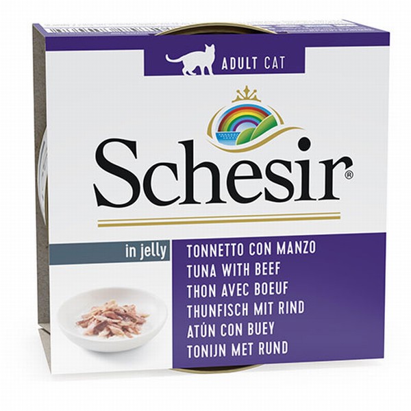 Schesir Ton Balıklı ve Sığır Etli Jelly Yetişkin Kedi Konservesi 85 Gr