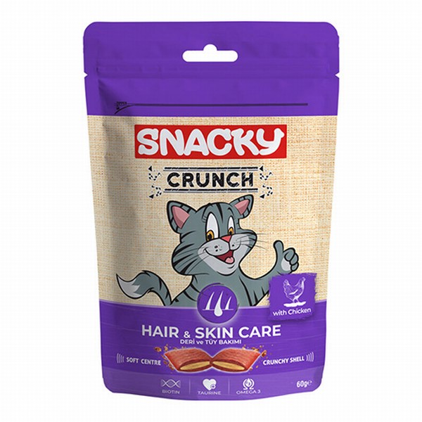 Snacky Crunch Hair Skin Deri ve Tüy Bakımı Tavuklu Kedi Ödülü 60 Gr