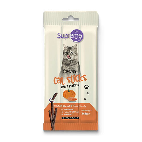 Supreme Cat Sticks Tonbalıklı ve Bal Kabaklı Yetişkin Kedi Ödül Çubuğu 3x5 Gr